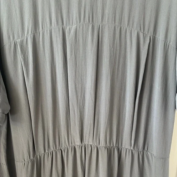 EILEEN FISHER silk Gray Button-Down tunic shirt high low Large lagenlook artsy - Picture 5 of 9